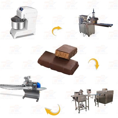 Protein Bar Extruding Chocolate Coating Cooling And Packing Line